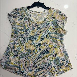 Fun Pilcro (by Anthro) Paisley Round Neck Short Sleeve T-Shirt, Size M, Like New